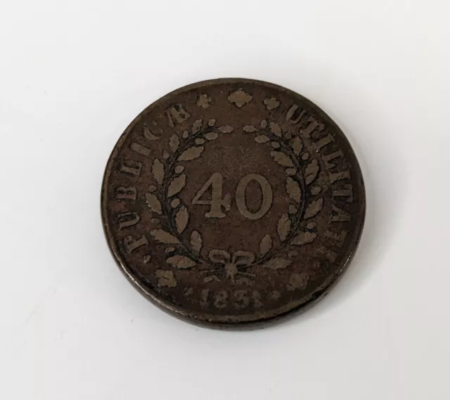 Portugal 1831 40 Reis Coin
