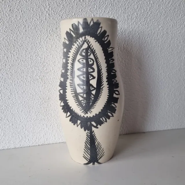 Joli vase, céramique Années 60/70, décor particulier, Vallauris ?, signature ?