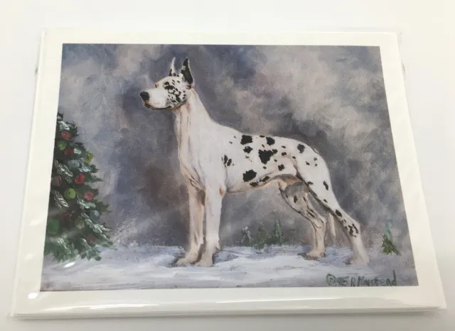 NEW Great Dane Christmas Holiday Harlequin Gentle Giant Dog Note Cards Set Of 8