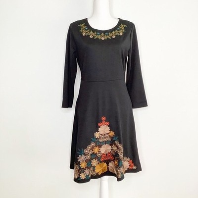 Vicky and Lucas Black Embroidered Dress Large