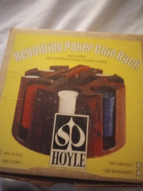 Vintage Revolving-HOYLE-Poker-Chip-Rack-Caddy-with-Chips-In Original Box