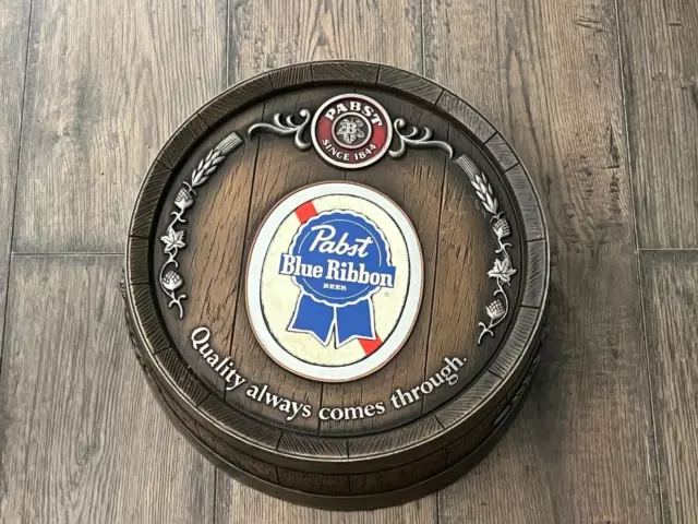 "Pabst Blue Ribbon Beer"~Vintage~Barrel Style Beer Sign~Great Condition 16"