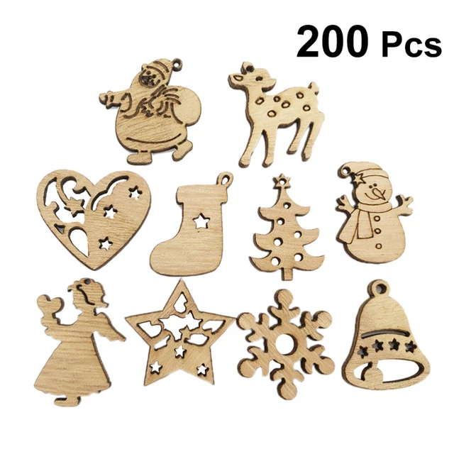 200 Pcs Bambus Weihnachten Holz Schneeflocke Unfertige Holzverzierungen