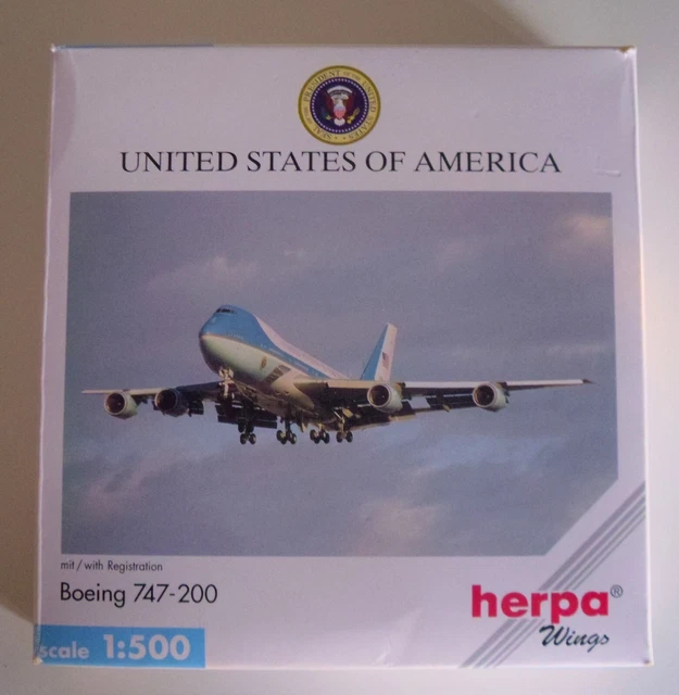 Boeing 747 200 usa air force one herpa 1 500 scale model aircraft 24 