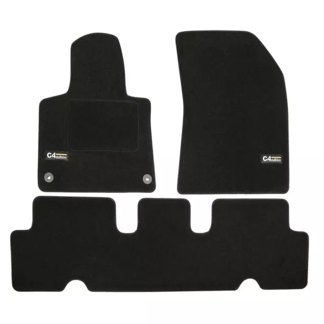 LOGO TAPIS DE SOL NOIR VELOURS SUR MESURE pour C4 PICASSO II 2014-prés 3pcs