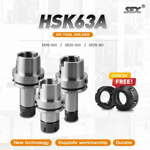 HSK63A-ER32-100 Tool Holder High Precision Collet Chuck for CNC Machine Tool