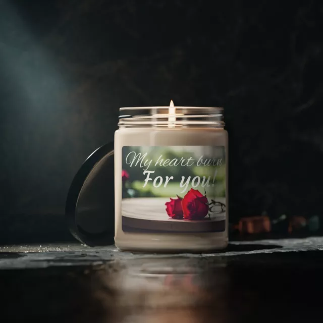 Scented Soy Candle, 9oz My heart burn for you love st valentine day