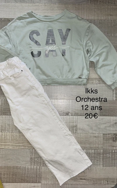 Lot De 2 Pulls Fins IKKS Orchestra Pour Fille 8 Ans - Gris Et Rose - Occasion En Super état