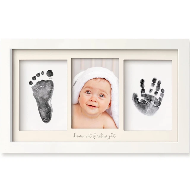 Inkless Baby Hand And Footprint Kit Frame – Personalized Baby Picture Frame f...