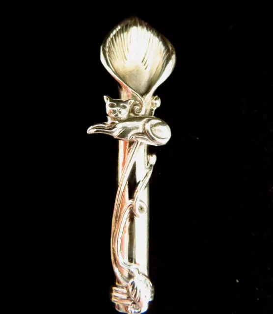 Pussy Cat posy flower holder pin vase Sterling Silver Brooch Wedding Funeral