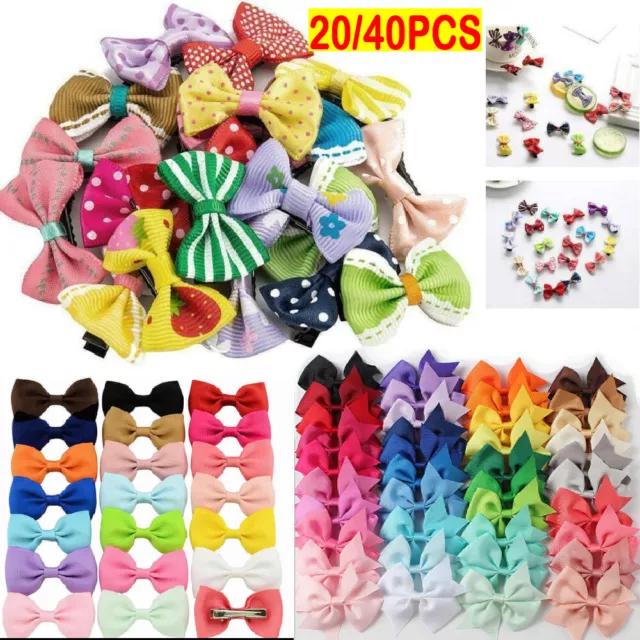 20/40X Kids Girls Baby Toddler Mini Bow Hair Clips Hairpin Alligator Clip Bows~