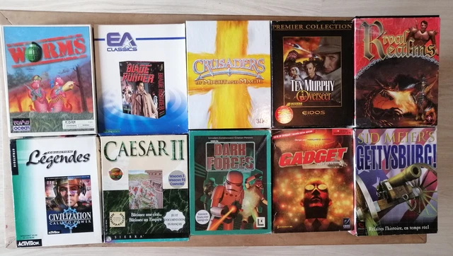 Lot de 10 jeux vidéo PC CD-Rom en boîtes