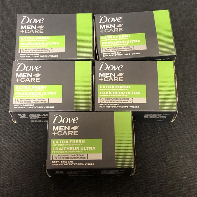 5 barras Paloma Hombre + Cuidado Crema Hidratante EXTRA FRESCA Barra Jabón Corporal y Facial