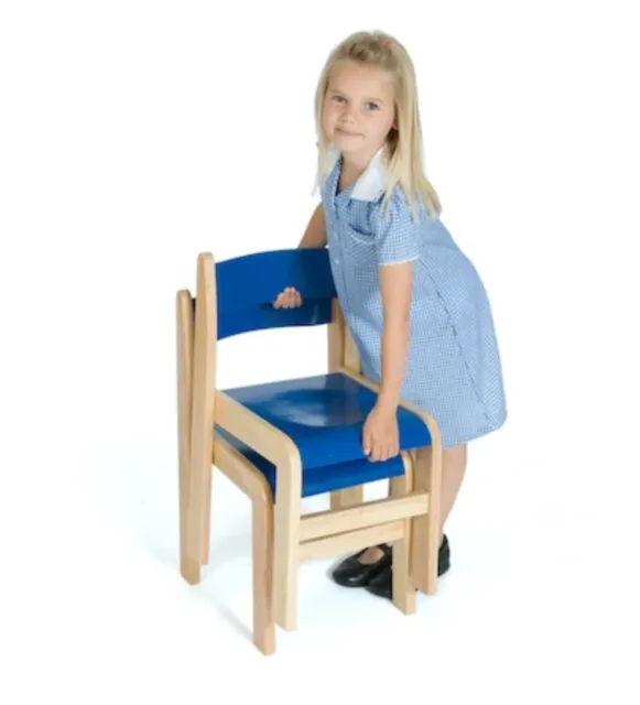 School Chairs: Tuf Class™ Wooden Stackable 2pk - Blue, 310mm Seat Height