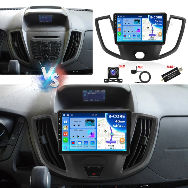 SXAUTO Autoradio 9 Pollici Per Ford Transit/Tourneo Custom (2013-2019) - Android 15, 6GB RAM 128GB ROM, Octa Core, CarPlay Wireless, Android Auto, GPS, DAB+, 360° CAM AHD, Bluetooth 5.0