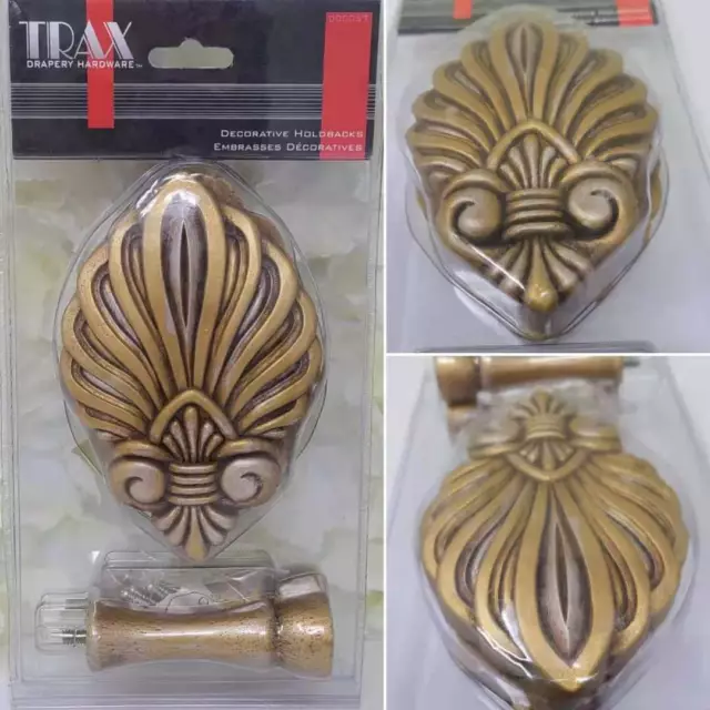 TRAX Decorative Drapery Hold backs Curtain Tieback Holders Hardware Iris Gold