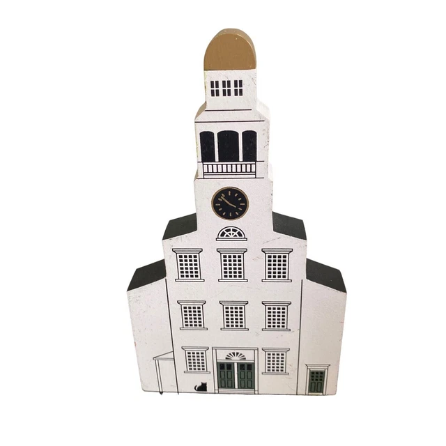 Cat's Meow Nantucket Series Unitarian Church 1987 Signed Shelf Sitter Wood Decor