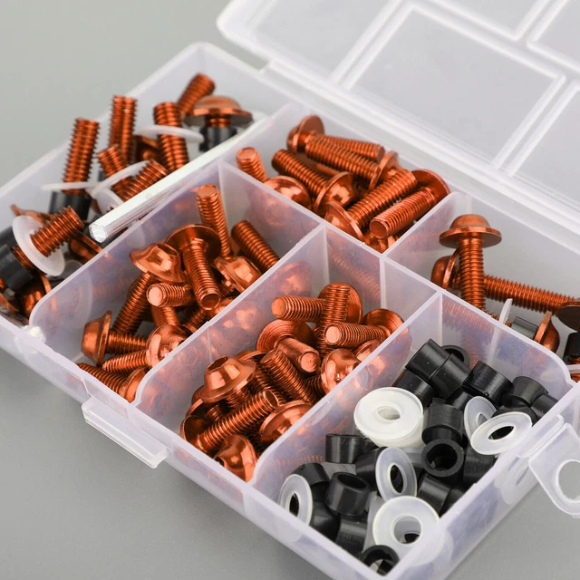 158x Motorbike Orange Fastener Clip Screw Kit Windscreen Fairing Bolt A6
