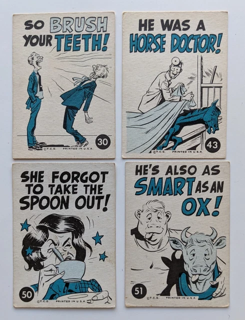 1961 Topps Vintage Crazy Card Lot (4) - #30, 43, 50, 51 - Very Good condition 2
