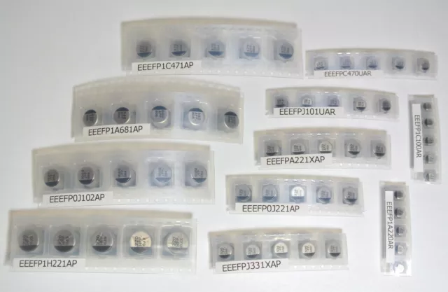 SMD PANASONIC FP Aluminum Electrolytic Capacitors : 10uF - 1000uF  [SET=55pcs]