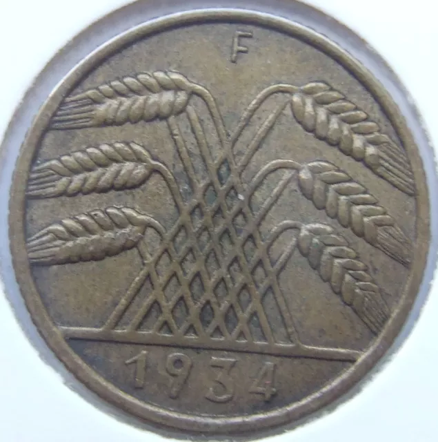 Münze Deutsches Reich Weimarer Republik 10 Reichspfennig 1934 F in f. Vorzüglich 2