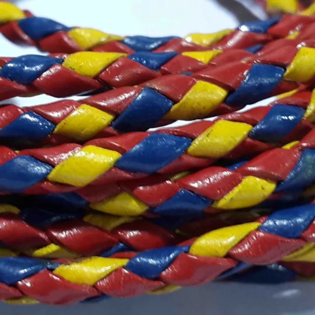 Motorcycle Bolo Cord Braided Vest REAL Leather Red Yellow Blue 3.5mm