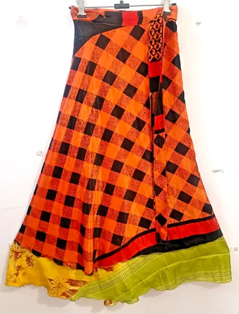 Indian Wrap XL Donna Sari Gonna avvolgente in seta Maxi stampa floreale...