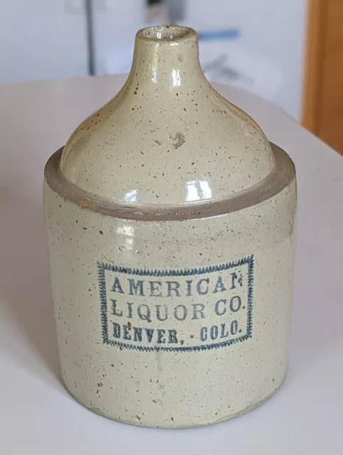 *RARE* 1/2 GallonAmerican Liquor Co Denver Colorado Advertising Stoneware Jug