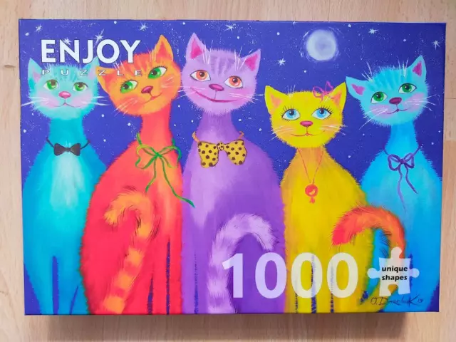 Enjoy 1000 Piece Jigsaw Puzzle Smiling Cats Complete