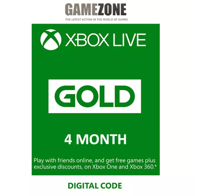 3+1 (4) Months Xbox Live Gold Membership Xbox 360, Xbox One and Xbox Series X|S