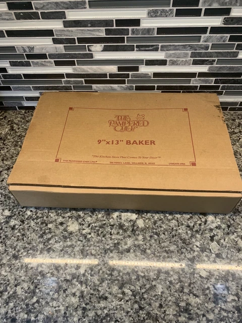 Gres The Pampered Chef 9"x13"" panadero rectangular #0913 nuevo 1992 en caja