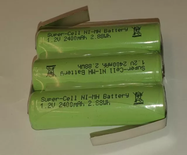 Pack Batterie Nimh 3 X Aa 3,6V 2400mAh 2,88Wh 3xAA Avec Z Connexions