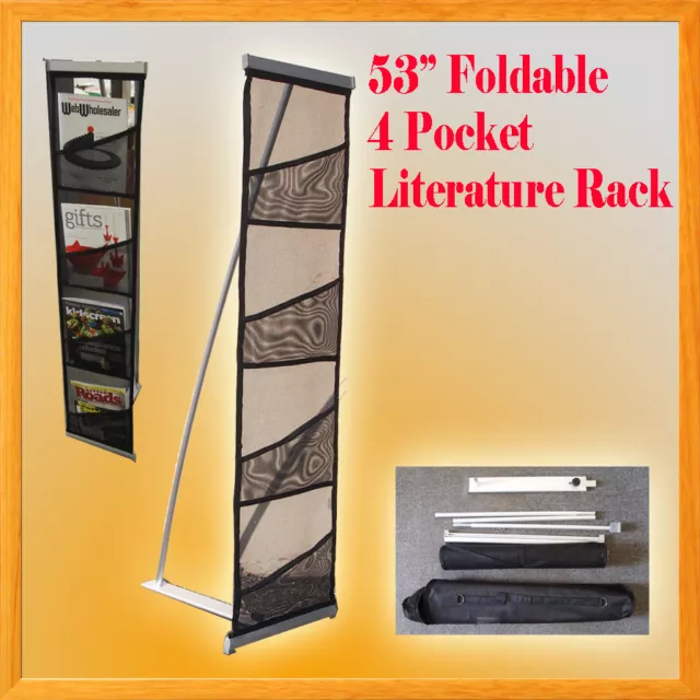 4 Pocket Literature Magazine Catalog Brochure Rack Stand Portable Trade Show