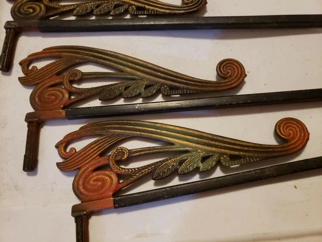 4  Victorian Art Deco Ornate Swing Arm Curtain Rods Antique 1920's 30's 2