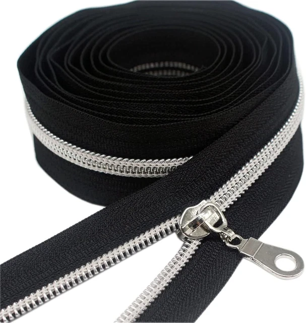 (SILVER) - 5 Silver Metallic Nylon Coil Zippers by the Yard Bulk 10 ...