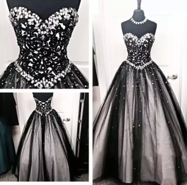 Gothic Black and White Wedding Dresses Beaded Sweetheart A Line Bridal Gowns