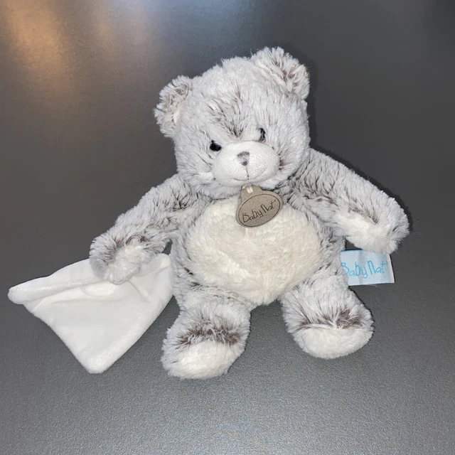Doudou Peluche Ours Avec Mouchoir Blanc Gris Marron Les Flocons BabyNat