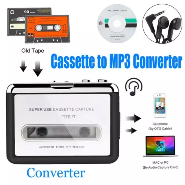 Audio-Tape-zu-Digital-MP3-CD-Konverter, Musik-Player, PC-Übertragung,