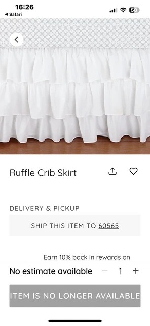 Pottery Barn Baby Kids  White Ruffle  Crib Skirt  28”x52”  NWT