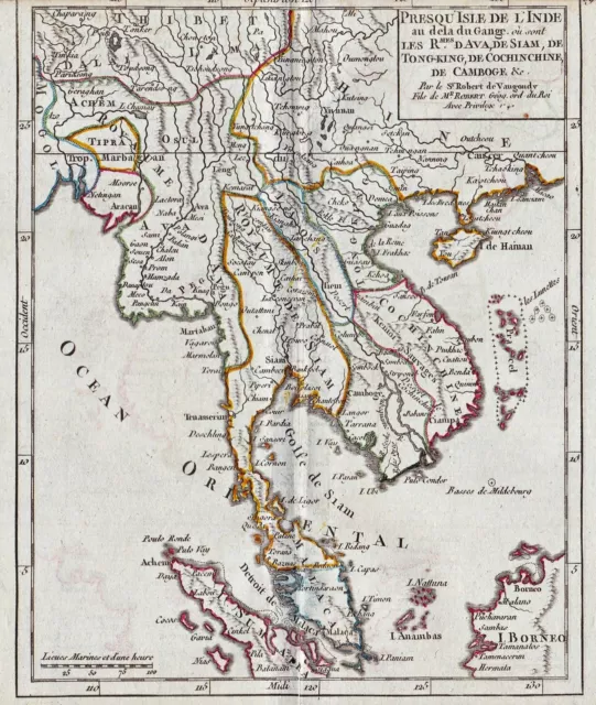 Thailand Myanmar Vietnam Cambodia Laos map Karte carte Robert de Vaugondy 264663