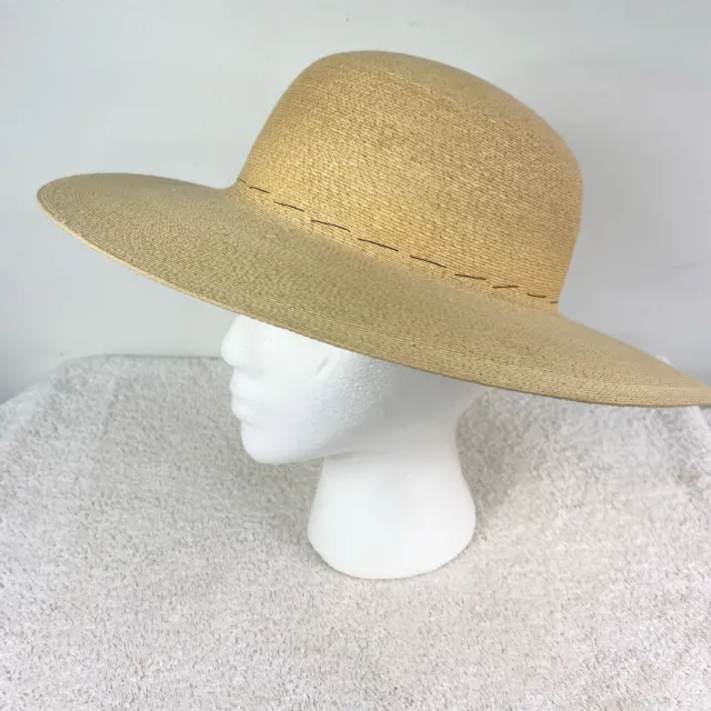 Vintage Coastal Sun Hat from Ecuador "Optimo" Handwoven Women Straw 6-5/8