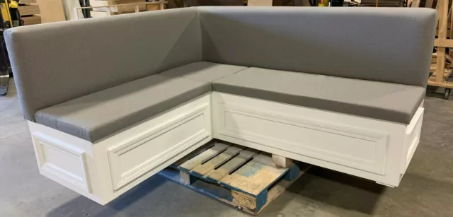 Corner  bench L shape  Fabric Upholstered with Wooden Storage base. USB outlet