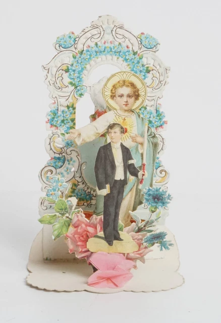 Top Rarità Antico Souvenir Supporto Carta Appuntita Religioso Altare Circa 1900