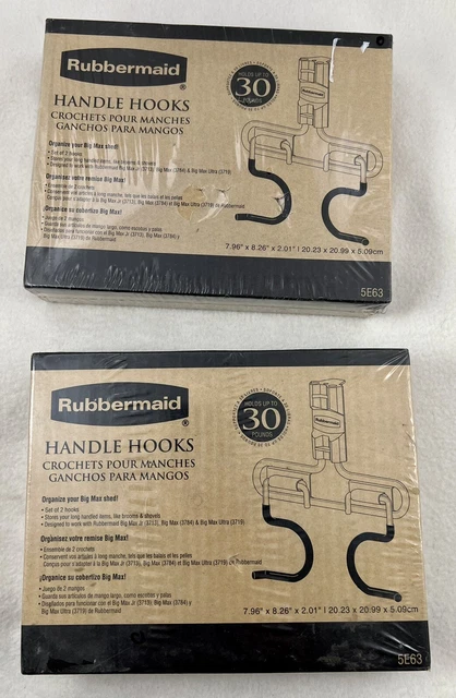 Organizador de almacenamiento de manija de gancho de pared Rubbermaid (paquete de 2) X 2 (4 en total)