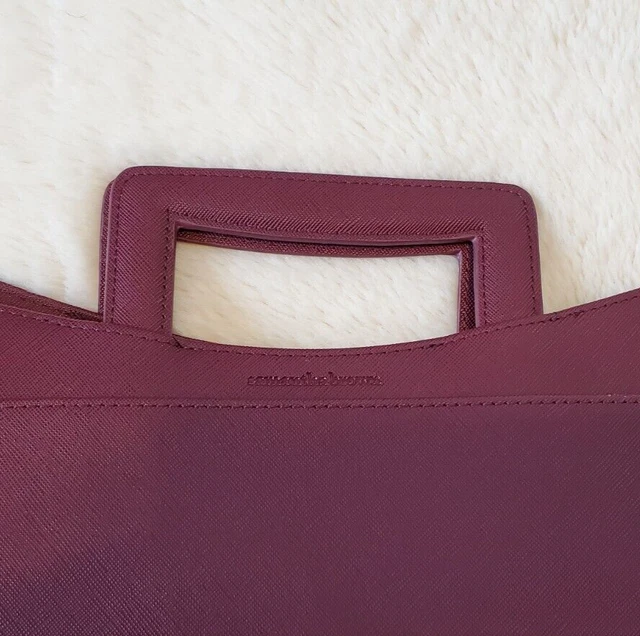 Samantha Brown Mini Satchel Handbag Purse - HSN Small (Dark Purple Eggplant) 4