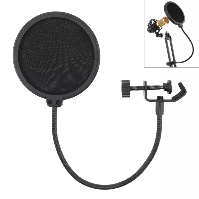 Microphone Pop Filter Swivel with Double Layer Wind Screen Mask Mic Shield Guard