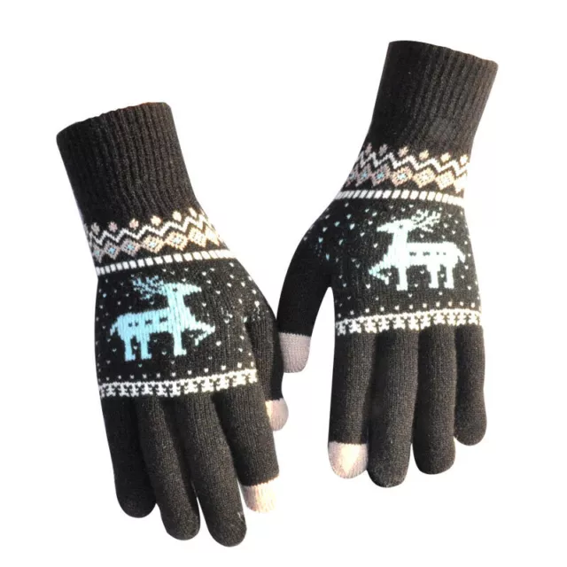 Men Women Christmas Deer Printed Warm Autumn Winter Full Finger Gloves Gifts BAZ