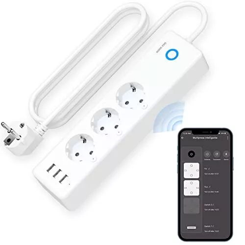 GHome Smart Multipresa Intelligente WiFi con 3 prese e 3 USB, Compatibile (z7A)