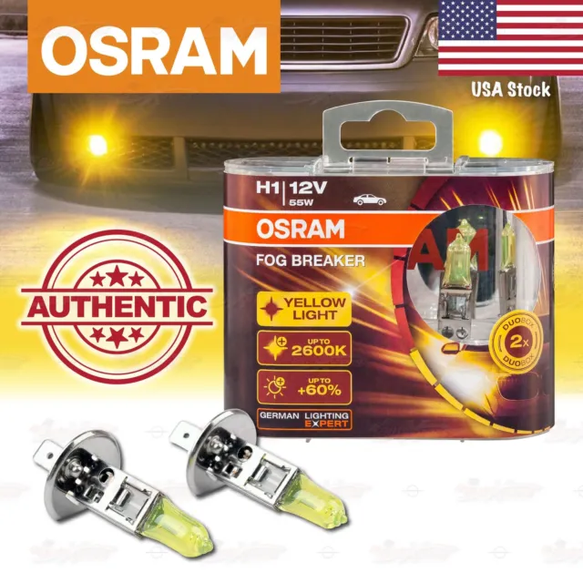 2X H1 448 OSRAM Fog Breaker DuoBox YELLOW Spot Bulbs 2600K Lamps