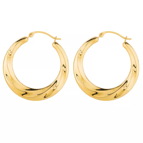 Cute Graduated Twisted Swirl Round Hoop Earrings Real 10K Yellow Gold